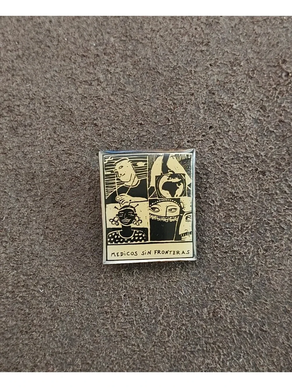 1990s Médicos Sin Fronteras (Doctors Without Borders) Silver Tone Enamel Pin